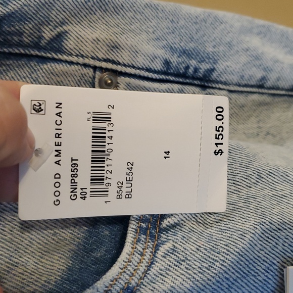 Good American 90's Distressed Jeans In Blue Size 14/32 NWT'S - Picture 6 of 10